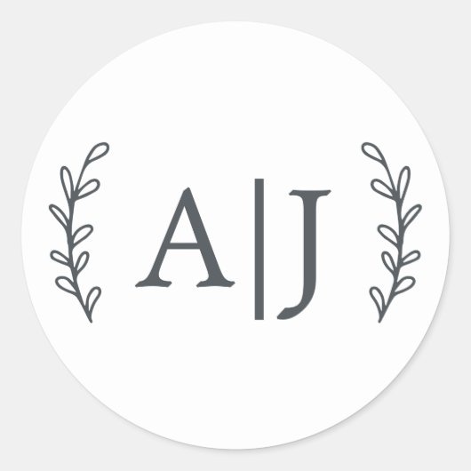 Elegante Monogram Initiaal Retouradres voor de Bru Ronde Sticker (Voorkant)