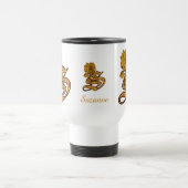 Elegante monogram initiaal S gouden pioenroos Pers Reisbeker (Center)