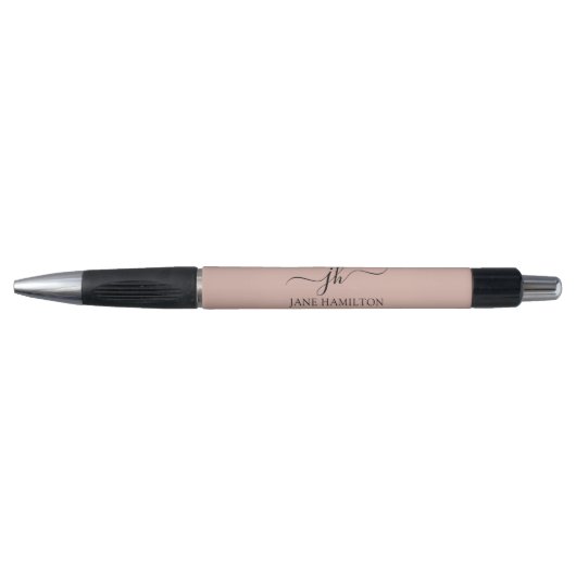 Elegante Monogram Initiaal Script Naam Pen (Voorkant)