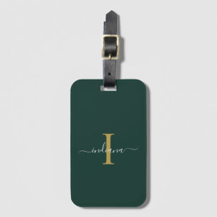 Elegante Monogram Initiaal Script Naam Reizen Bagagelabel