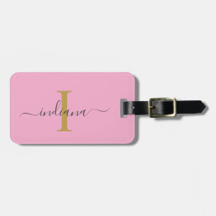 Elegante Monogram Initiaal Script Naam Reizen Bagagelabel