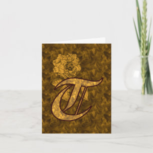 Elegante Monogram Initiaal T Gouden Pioen Personal Notitiekaartje