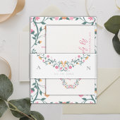 Elegante  Monogram Initialen Bloemenbruiloft Uitnodigingen Wikkel