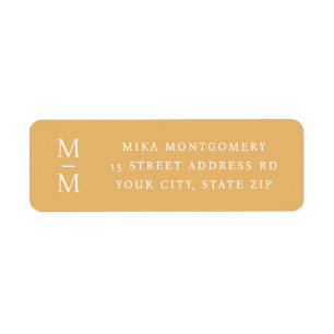 Elegante monogram initiële mosterd retouradres etiket