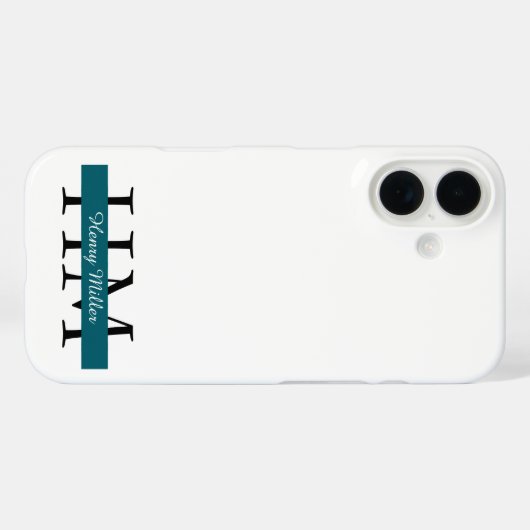 Elegante Monogram iPhone Case | Gepersonaliseerd (Achterkant (horizontaal))