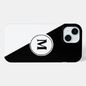Elegante Monogram iPhone Hoesje in Zwart en Wit (Achterkant (horizontaal))