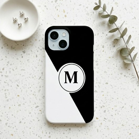 Elegante Monogram iPhone Hoesje in Zwart en Wit