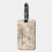 Elegante monogram ivoren parel textuur bagagelabel (Achterkant verticaal)