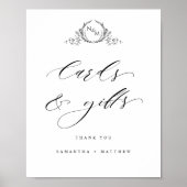 Elegante Monogram Kaarten en Geschenken Trouwbord Poster (Voorkant)