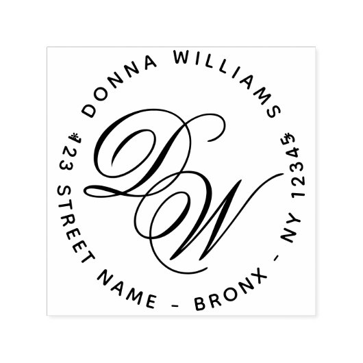 Elegante Monogram Kalligrafie 2 Initialen Adres Zelfinktende Stempel (Design)