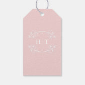 Elegante Monogram Kalligrafie Roze Bruiloft Cadeaulabel (Achterkant)