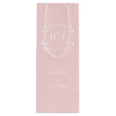 Elegante Monogram Kalligrafie Roze Gift tas Bruilo Wijn Cadeautas (Achterkant)