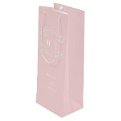 Elegante Monogram Kalligrafie Roze Gift tas Bruilo Wijn Cadeautas (Achterkant Gekanteld)