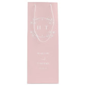 Elegante Monogram Kalligrafie Roze Gift tas Bruilo Wijn Cadeautas (Voorkant)