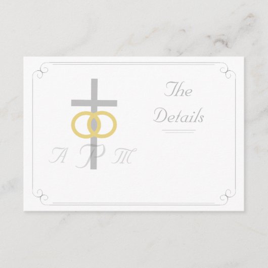 Elegante monogram katholieke bruiloft informatiekaartje (Voorkant)