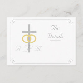 Elegante monogram katholieke bruiloft informatiekaartje