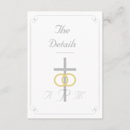 Elegante monogram katholieke bruiloft informatiekaartje (Voorkant)