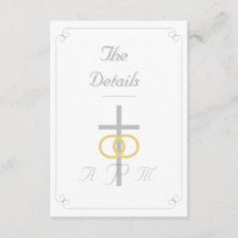 Elegante monogram katholieke bruiloft informatiekaartje