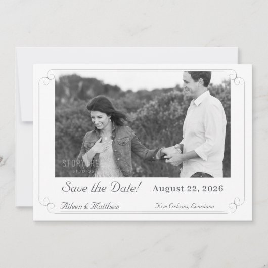 Elegante monogram katholieke bruiloft save the date (Voorkant)