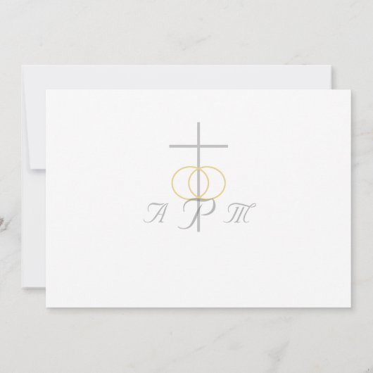 Elegante monogram katholieke bruiloft save the date (Achterkant)