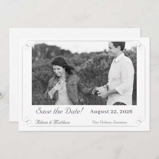 Elegante monogram katholieke bruiloft save the date (Voorkant / Achterkant)