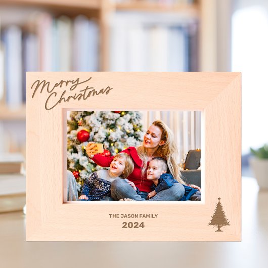 Elegante Monogram Kerstboom Classy Typografie Gegraveerde Lijstjes