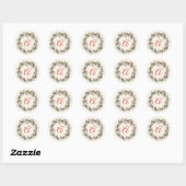 Elegante Monogram Kerstkrans Familie Foto Ronde Sticker (Vel)
