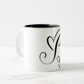 ELEGANTE MONOGRAM KLEUR ZWARTE LETTER "B" TWEEKLEURIGE KOFFIEMOK (Voorkant links)