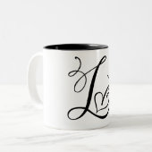 ELEGANTE MONOGRAM KLEUR ZWARTE LETTER "L" TWEEKLEURIGE KOFFIEMOK (Voorkant links)