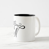 ELEGANTE MONOGRAM KLEUR ZWARTE LETTER "N" TWEEKLEURIGE KOFFIEMOK (Voorkant rechts)