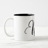 ELEGANTE MONOGRAM KLEUR ZWARTE LETTER "R" TWEEKLEURIGE KOFFIEMOK (Links)