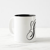 ELEGANTE MONOGRAM KLEUR ZWARTE LETTER "S" TWEEKLEURIGE KOFFIEMOK (Voorkant links)
