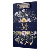 Elegante Monogram Kleurrijke Bloementuin Bloem Klembord (Links)