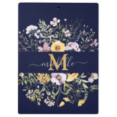 Elegante Monogram Kleurrijke Bloementuin Bloem Klembord (Achterkant)