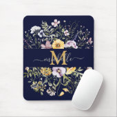 Elegante Monogram Kleurrijke Bloementuin Bloem Muismat (Met muis)