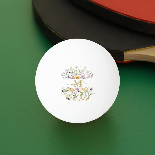 Elegante Monogram Kleurrijke Bloementuin Bloem Pingpongbal