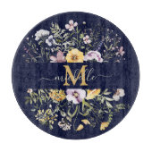 Elegante Monogram Kleurrijke Bloementuin Bloem Snijplank (Voorkant)