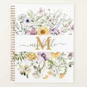 Elegante Monogram Kleurrijke Bloementuin Bloemstuk Planner (Voorkant)