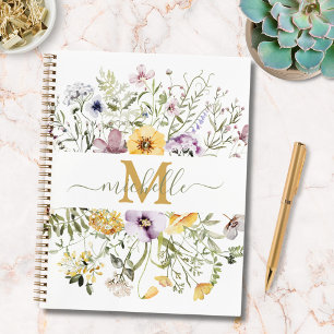 Elegante Monogram Kleurrijke Bloementuin Bloemstuk Planner
