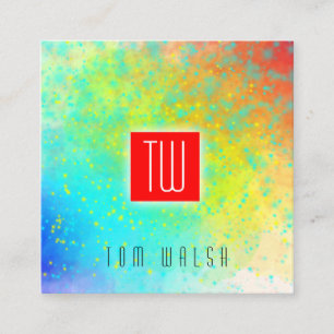 Elegante Monogram Kleurrijke Kaart Vierkante Visitekaartje
