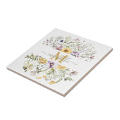 Elegante Monogram Kleurrijke Wilde Bloementuin Blo Tegeltje (Zijkant)