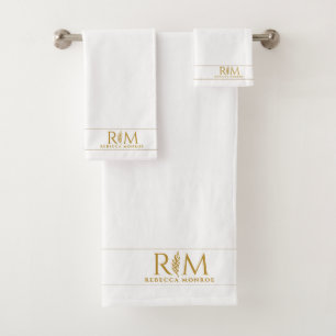 Elegante Monogram Koppel Gouden Naam Monogram Bad Handdoek