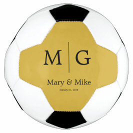 Elegante Monogram Koppelnaam Metaalgoud Voetbal