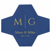 Elegante Monogram Koppelnaam Navy Voetbal (Enkel)