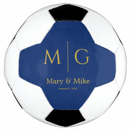Elegante Monogram Koppelnaam Navy Voetbal