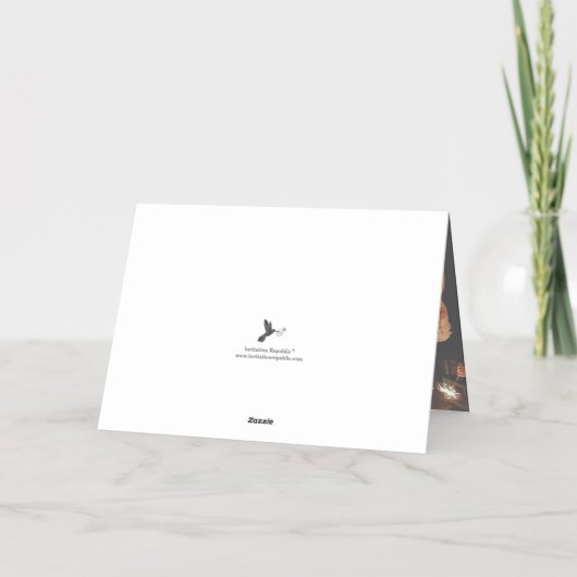 Elegante Monogram Krans Foto bruiloft Dank u Folie Wenskaart (Achterkant)