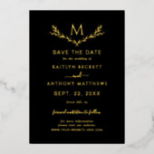 Elegante Monogram Krans Trouwen Save The Date Real Folie Uitnodiging (Voorkant)