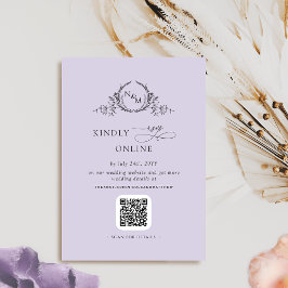 Elegante Monogram Lavendel QR Code / RSVP Online Informatiekaartje