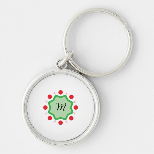 Elegante Monogram Letter M – Groen Embleem met Roo Sleutelhanger (Voorkant)