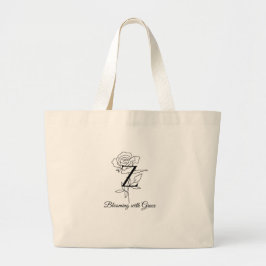 Elegante Monogram Letter Z Roos Bloem "Ontluikend Grote Tote Bag